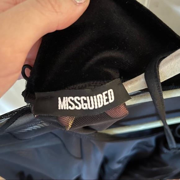 Missguided Mesh Bodycon high mock neck Dress With slip Black Sz 2 - Picture 6 of 8